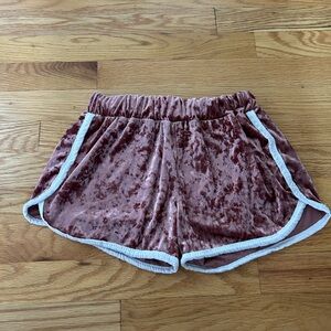 Pink velvet shorts